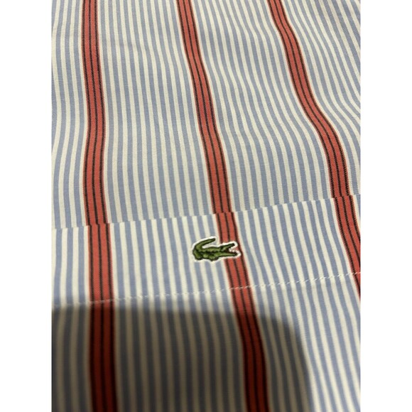 Vintage Lacoste Shirt Mens Size 42 Button Up Striped Made In Hong Kong Y2k Top - Picture 3 of 7